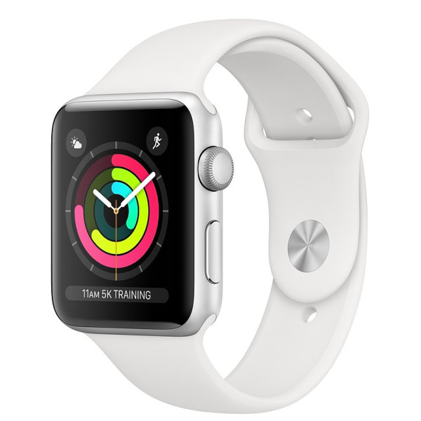 Apple Watch Series 3 GPS 38mm Silver Aluminum w. White Sport band (MTEY2FS/A) UACRF - фото Apple Watch Series 3 GPS 38mm Silver Aluminum w. White Sport band (MTEY2FS/A) UACRF
