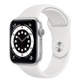 Apple Watch Series 6 GPS 44mm Silver Aluminum Case w. White Sport B. (M00D3UL/A) UACRF