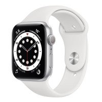 Apple Watch Series 6 GPS 44mm Silver Aluminum Case w. White Sport B. (M00D3UL/A) UACRF