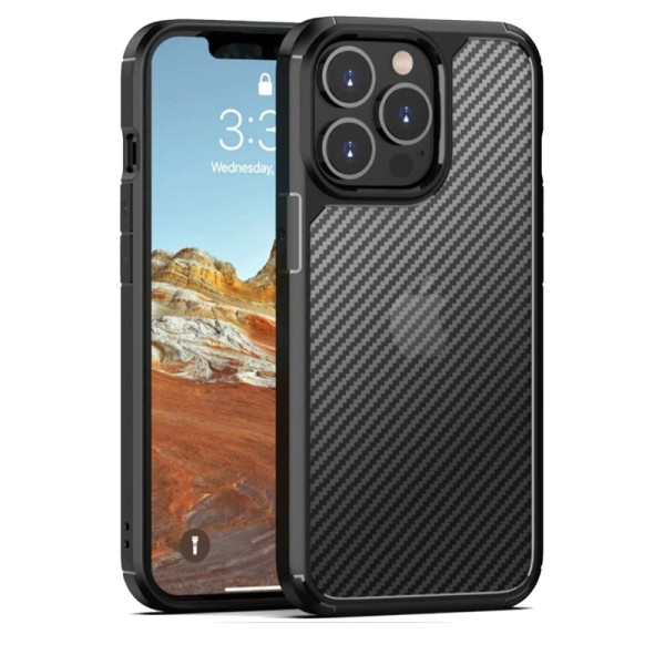 Чехол Накладка для iPhone 14 Pro iPaky Carbon Case (Black Transparent)