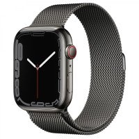 Apple Watch Series 7 GPS + Cellular 41mm Graphite Stainless Steel Case with Graphite Milanese Loop (MKHK3)