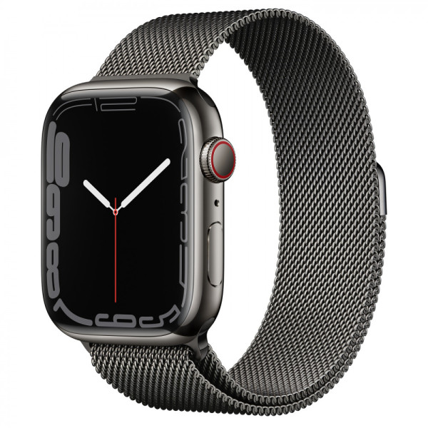 Apple Watch Series 7 GPS + Cellular 41mm Graphite Stainless Steel Case with Graphite Milanese Loop (MKHK3)