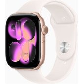Apple Watch Series 11 GPS 46mm Rose Gold Alu. Case w. Light Blush S. Band - S/M (MEV64)