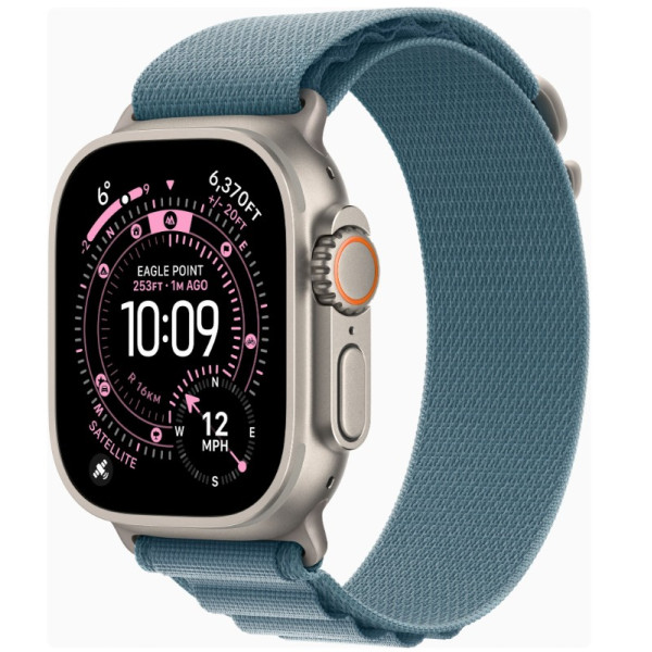 Apple Watch Ultra 3 GPS + Cellular 49mm Natural Tit. Case w. Light Blue Alpine Loop - Medium (MEWM4)