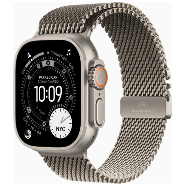 Apple Watch Ultra 3 GPS + Cellular 49mm Natural Tit. Case w. Natural Tit. Milanese Loop - Medium (MEWY4)