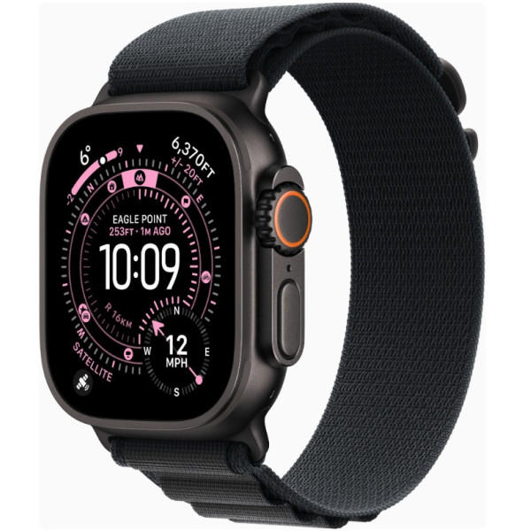 Apple Watch Ultra 3 GPS + Cellular 49mm Black Tit. Case w. Black Alpine Loop - Small (MF0Q4)