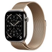 Apple Watch Series 11 GPS + Cellular 46mm Natural Tit. Case w. Gold Milanese Loop - S/M (MFAY4+MGJ44)