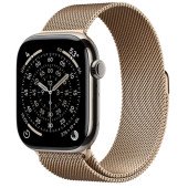 Apple Watch Series 11 GPS + Cellular 46mm Natural Tit. Case w. Gold Milanese Loop - M/L (MFAY4+MGJ54)