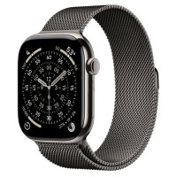 Apple Watch Series 11 GPS + Cellular 46mm Natural Tit. Case w. Slate Milanese Loop - S/M (MFAY4+MGJ64)