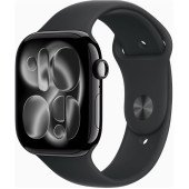 Apple Watch Series 11 GPS + Cellular 46mm Jet Black Alu. Case w. Black S. Band - S/M (MFC24)