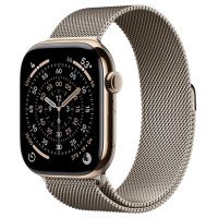 Apple Watch Series 11 GPS + Cellular 46mm Gold Tit. Case w. Natural Milanese Loop - S/M (MFC34+MGJ24)