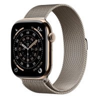 Apple Watch Series 11 GPS + Cellular 46mm Gold Tit. Case w. Natural Milanese Loop - M/L (MFC34+MGJ34)