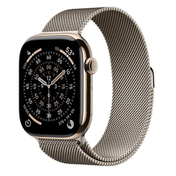 Apple Watch Series 11 GPS + Cellular 46mm Gold Tit. Case w. Natural Milanese Loop - M/L (MFC34+MGJ34) - фото Apple Watch Series 11 GPS + Cellular 46mm Gold Tit. Case w. Natural Milanese Loop - M/L (MFC34+MGJ34)
