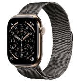 Apple Watch Series 11 GPS + Cellular 46mm Gold Tit. Case w. Slate Milanese Loop - S/M (MFC34+MGJ64)