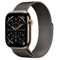 Apple Watch Series 11 GPS + Cellular 46mm Gold Tit. Case w. Slate Milanese Loop - S/M (MFC34+MGJ64)