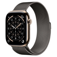 Apple Watch Series 11 GPS + Cellular 46mm Gold Tit. Case w. Slate Milanese Loop - M/L (MFC34+MGJ74)