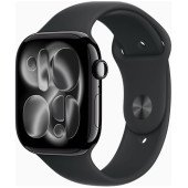 Apple Watch Series 11 GPS + Cellular 46mm Jet Black Alu. Case w. Black S. Band - M/L (MFC44)