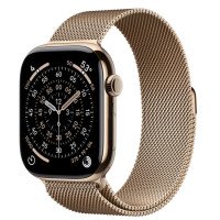 Apple Watch Series 11 GPS + Cellular 46mm Gold Tit. Case w. Gold Milanese Loop - S/M (MFD74)