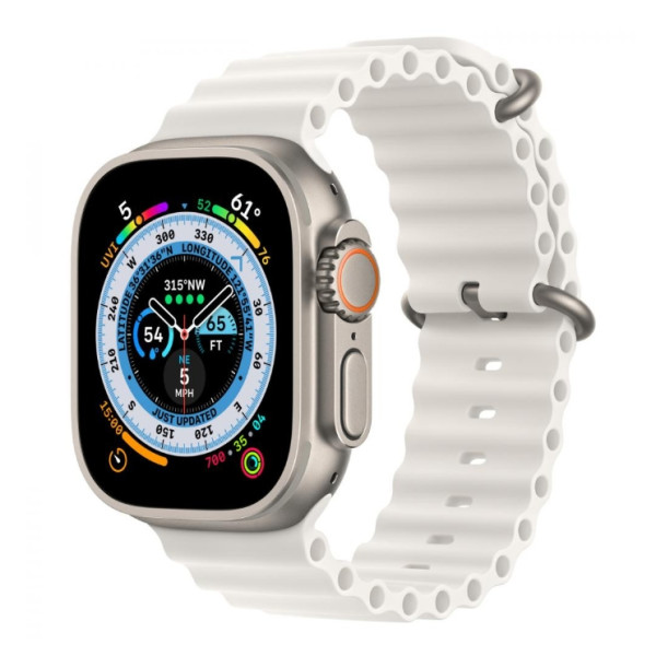 Apple Watch Ultra GPS + Cellular 49mm Titanium Case with White Ocean Band (MNH83/MNHF3) - фото Apple Watch Ultra GPS + Cellular 49mm Titanium Case with White Ocean Band (MNH83/MNHF3)