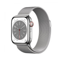 Apple Watch Series 8 GPS + Cellular 41mm Silver S. Steel Case W. Milanese Loop Silver (MNJ73/MNJ83)