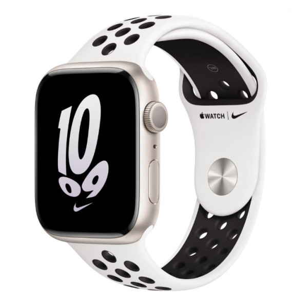 Apple Watch Nike Series 8 GPS 45mm Starlight Aluminum Case w. Summit White/Black Nike S. Band (MPH13) - фото Apple Watch Nike Series 8 GPS 45mm Starlight Aluminum Case w. Summit White/Black Nike S. Band (MPH13)