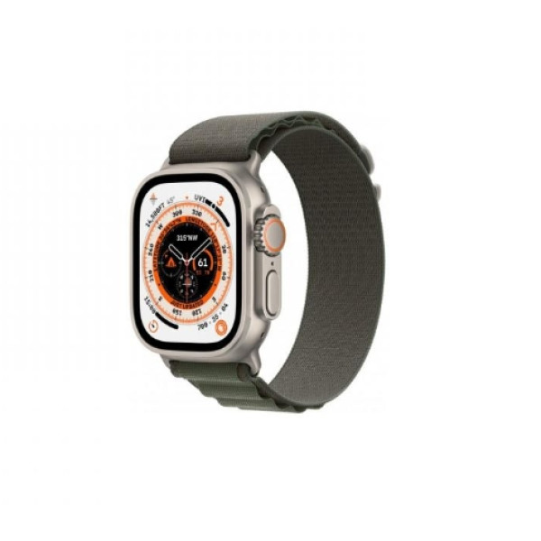 Apple Watch Ultra GPS + Cellular 49mm Titanium Case With Green Alpine Loop - Medium (MQEW3/MQFN3)