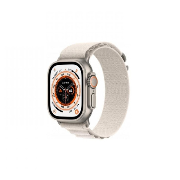 Apple Watch Ultra GPS + Cellular 49mm Titanium Case With Starlight Alpine Loop - Medium (MQF03/MQFR3)