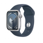 Apple Watch Series 9 GPS 41mm Silver Aluminum Case w. Storm Blue S. Band - S/M (MR903)