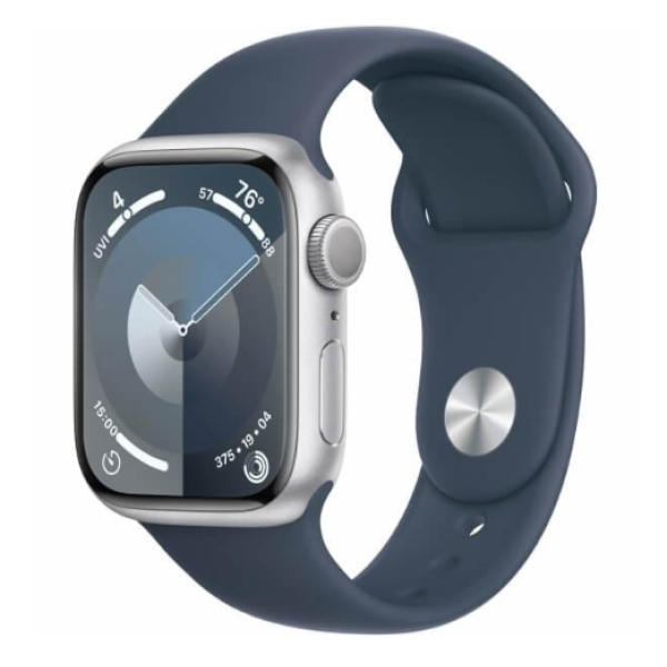Apple Watch Series 9 GPS 45mm Silver Aluminum Case w. Storm Blue Sport Band - S/M (MR9D3) - фото Apple Watch Series 9 GPS 45mm Silver Aluminum Case w. Storm Blue Sport Band - S/M (MR9D3)