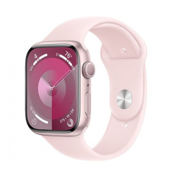 Apple Watch Series 9 GPS 45mm Pink Aluminum Case w. Light Pink Sport Band - M/L (MR9H3)