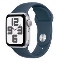 Apple Watch SE 2 GPS 40mm Silver Aluminium Case with Storm Blue Sport Band M/L (MRE23)