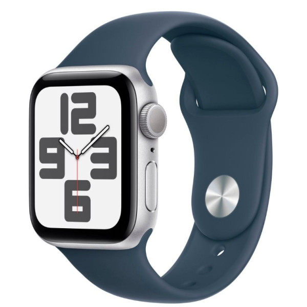 Apple Watch SE 2 GPS 40mm Silver Aluminium Case with Storm Blue Sport Band M/L (MRE23) - фото Apple Watch SE 2 GPS 40mm Silver Aluminium Case with Storm Blue Sport Band M/L (MRE23)