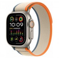 Watch Ultra 2 GPS + Cellular 49mm Titanium Case with Orange/Beige Trail Loop - M/L (MRF23)