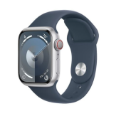 Apple Watch Series 9 GPS + Cellular 41mm Silver Alu. Case w. Storm Blue Sport Band - M/L (MRHW3)