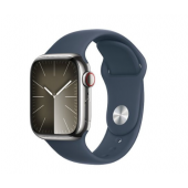Apple Watch Series 9 GPS + Cellular 41mm Silver S. Steel Case w. Storm Blue Sport Band - S/M (MRJ23)