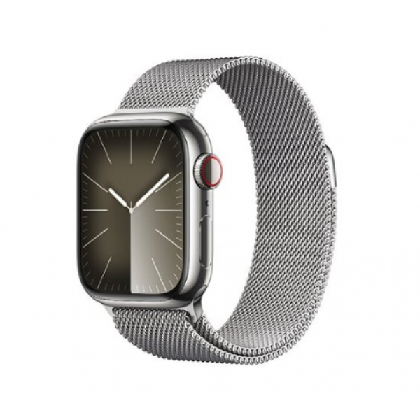 Apple Watch Series 9 GPS + Cellular 41mm Silver S. Steel Case w. Silver Milanese Loop (MRJ43)