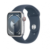 Apple Watch Series 9 GPS + Cellular 45mm Silver Alu. Case w. Storm Blue S. Band - M/L (MRMH3)