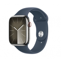 Apple Watch Series 9 GPS + Cellular 45mm Silver S. Steel Case w. Storm Blue S. Band - M/L (MRMP3)