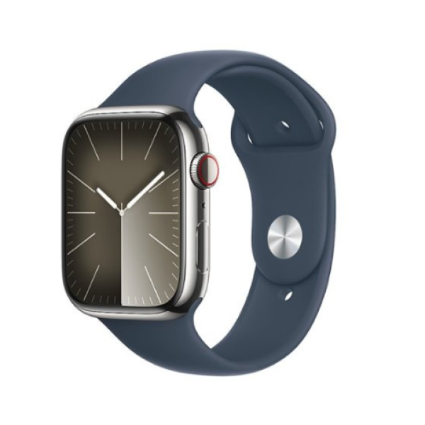 Apple Watch Series 9 GPS + Cellular 45mm Silver S. Steel Case w. Storm Blue S. Band - M/L (MRMP3) - фото Apple Watch Series 9 GPS + Cellular 45mm Silver S. Steel Case w. Storm Blue S. Band - M/L (MRMP3)