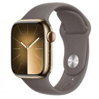 Apple Watch Series 9 GPS + Cellular 45mm Gold S. Steel Case w. Clay Sport Band - S/M (MRMR3)