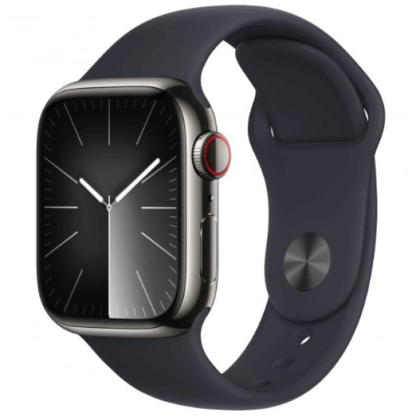 Apple Watch Series 9 GPS + Cellular 45mm Graphite S. Steel Case w. Midnight Sport Band - S/M (MRMV3) - фото Apple Watch Series 9 GPS + Cellular 45mm Graphite S. Steel Case w. Midnight Sport Band - S/M (MRMV3)