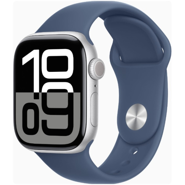 Apple Watch Series 10 GPS 42mm Silver Alu. Case w. Denim Sport Band - M/L (MWWC3) - фото Apple Watch Series 10 GPS 42mm Silver Alu. Case w. Denim Sport Band - M/L (MWWC3)