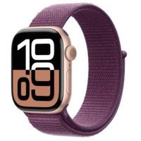 Apple Watch Series 10 GPS 42mm Rose Gold Aluminum Case w. Plum Sport Loop (MWWK3)