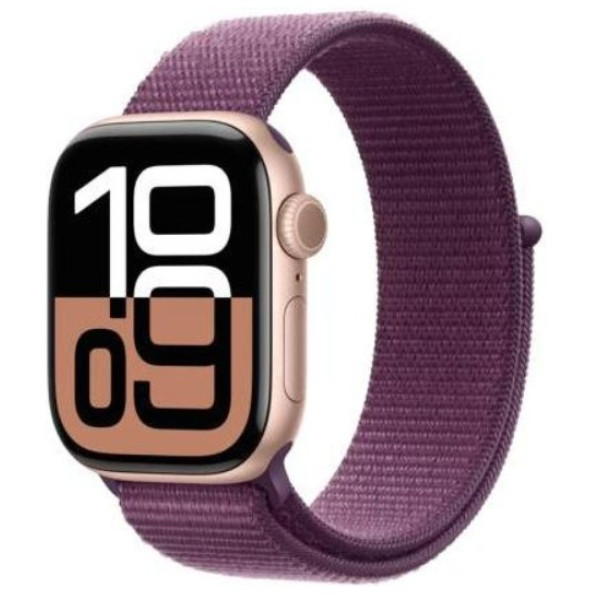 Apple Watch Series 10 GPS 42mm Rose Gold Aluminum Case w. Plum Sport Loop (MWWK3) - фото Apple Watch Series 10 GPS 42mm Rose Gold Aluminum Case w. Plum Sport Loop (MWWK3)