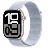 Apple Watch Series 10 GPS 46mm Silver Aluminum Case w. Blue Cloud Sport Loop (MWWN3)