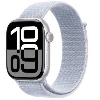 Apple Watch Series 10 GPS 46mm Silver Aluminum Case w. Blue Cloud Sport Loop (MWWN3)
