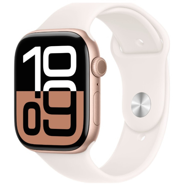 Apple Watch Series 10 GPS 46mm Rose Gold Alu. Case w. Light Blush Sport Band - S/M (MWWT3)
