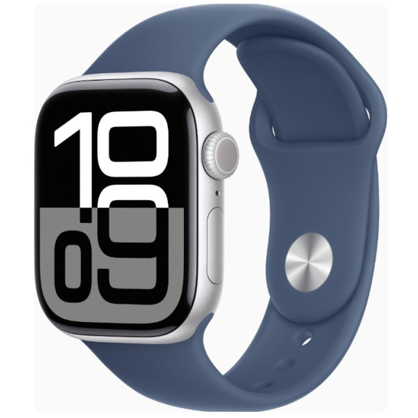 Apple Watch Series 10 GPS + Cellular 42mm Silver Alu. Case w. Denim Sport Band - M/L (MWX43) - фото Apple Watch Series 10 GPS + Cellular 42mm Silver Alu. Case w. Denim Sport Band - M/L (MWX43)
