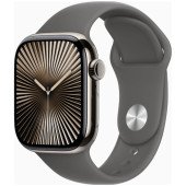 Apple Watch Series 10 GPS + Cellular 42mm Natural Titanium Case w. Stone Grey Sport Band - M/L (MWXE3)