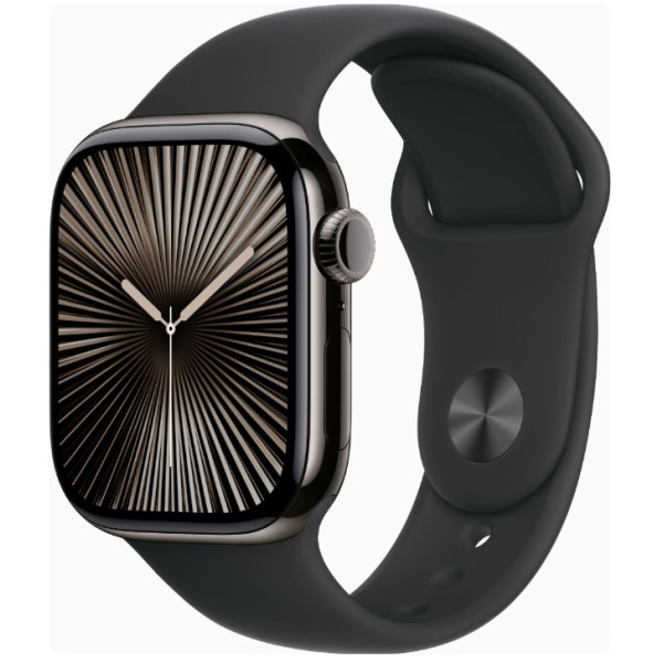 Apple Watch Series 10 GPS + Cellular 42mm Slate Titanium Case w. Black Sport Band - S/M (MWXG3) - фото Apple Watch Series 10 GPS + Cellular 42mm Slate Titanium Case w. Black Sport Band - S/M (MWXG3)